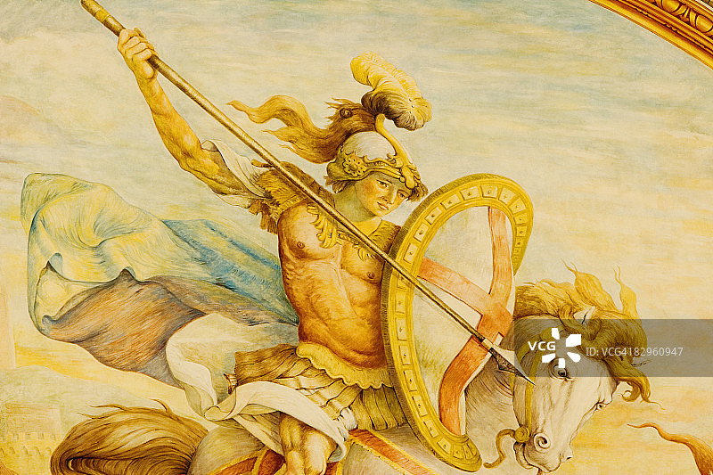 意大利热那亚圣乔治宫壁画的特写图片素材