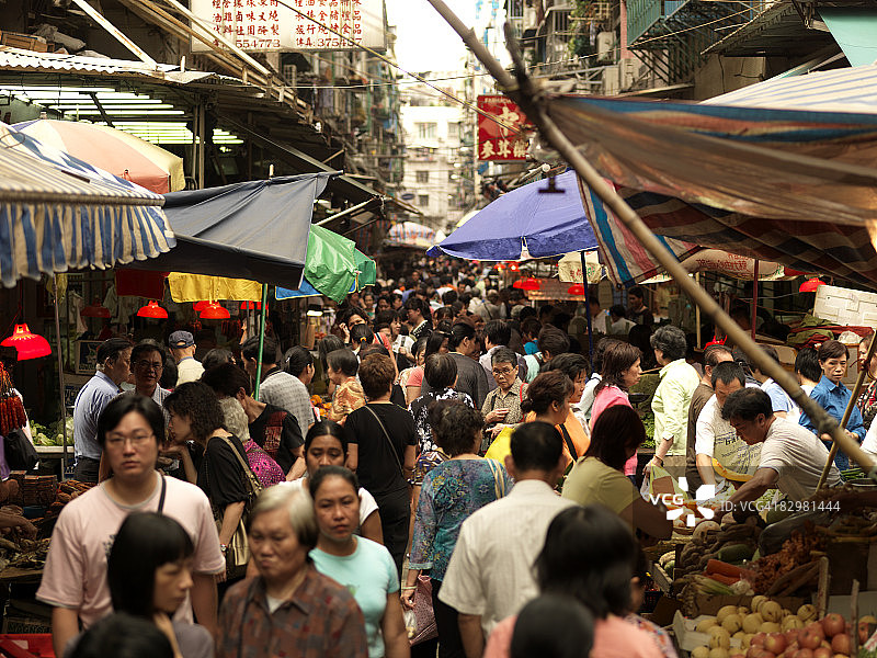 中国澳门拥挤的市场图片素材