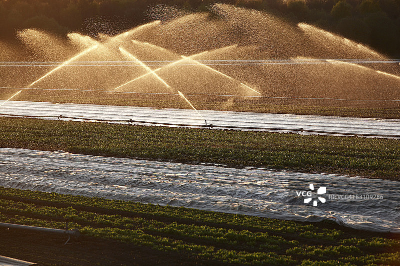 德国田野上的灌溉设备图片素材