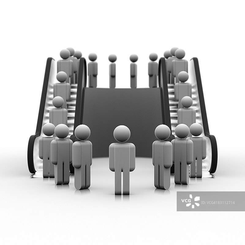 乘坐自动扶梯的人群图标图片素材