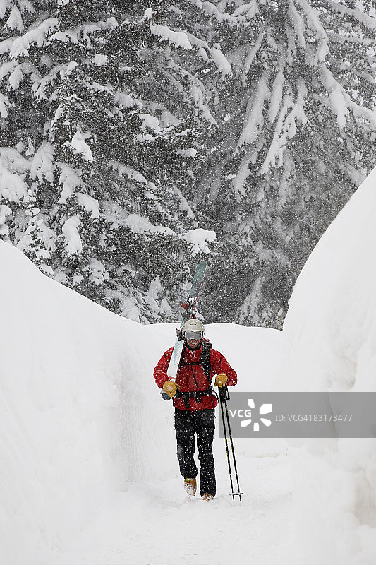 在雪地里滑雪图片素材