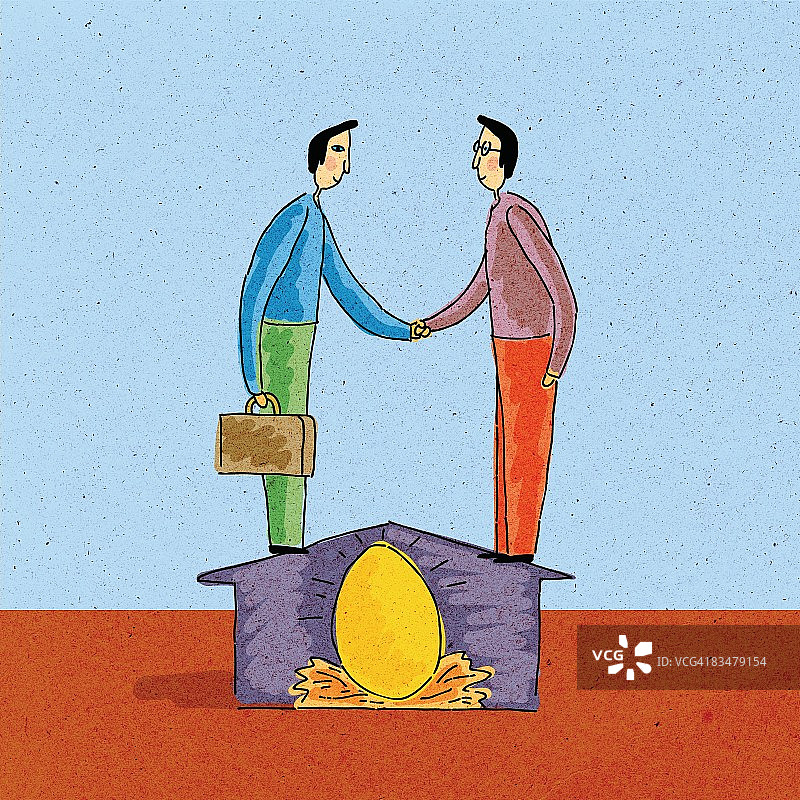 两位男士握手，象征房屋财富图片素材