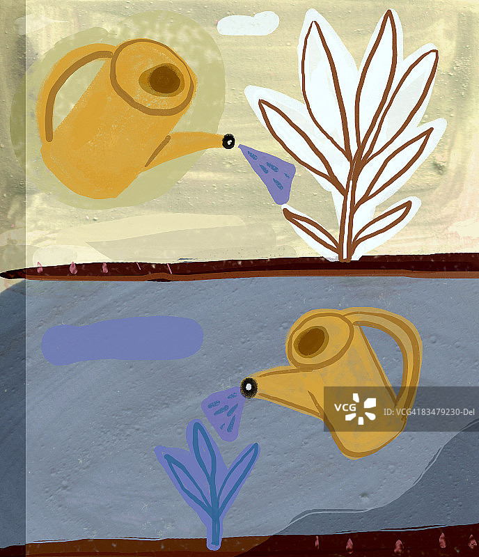 两个浇灌植物的喷壶图片素材