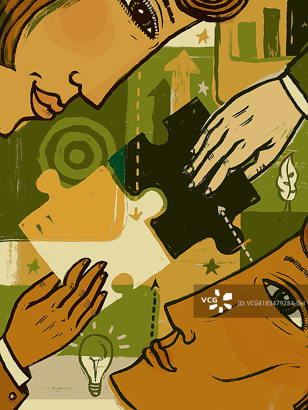 男人和女人在拼图图片素材