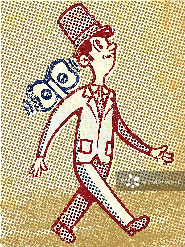 发条玩具商人线条画图片素材