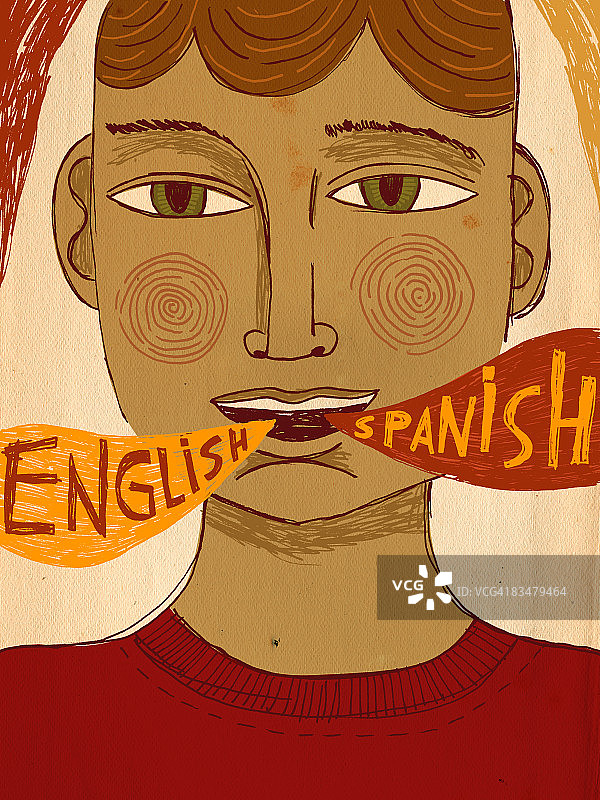 说西班牙语和英语的双语男人图片素材