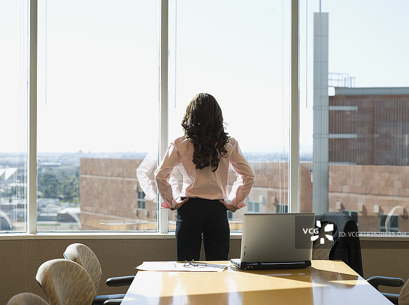 站在会议室的混血女商人图片素材