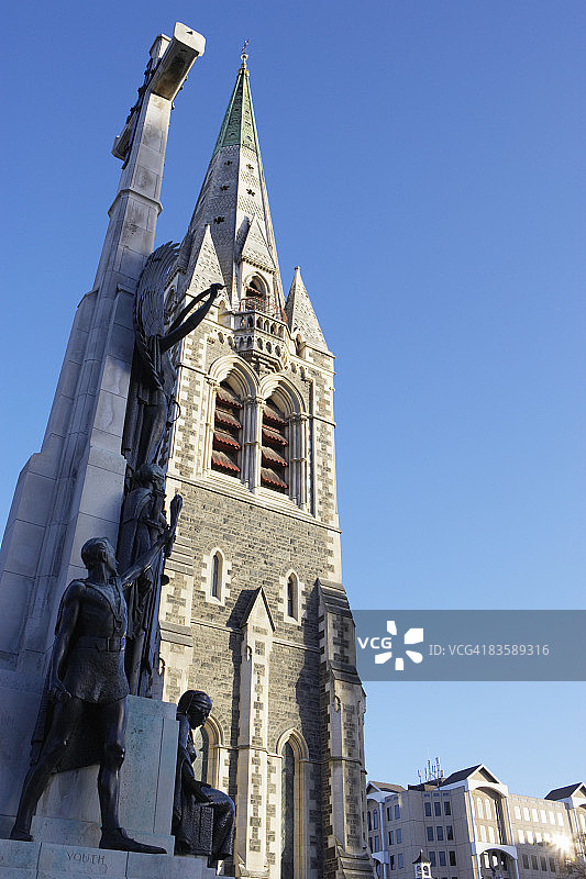 英雄纪念碑和基督城大教堂图片素材