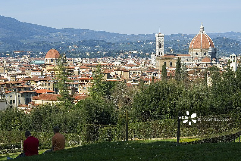 从波波里花园眺望佛罗伦萨，意大利托斯卡纳图片素材