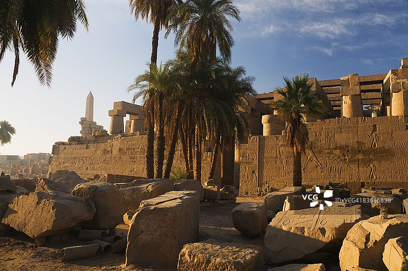 卡纳克阿蒙神庙，底比斯，联合国教科文组织世界遗产，埃及，北非，非洲图片素材