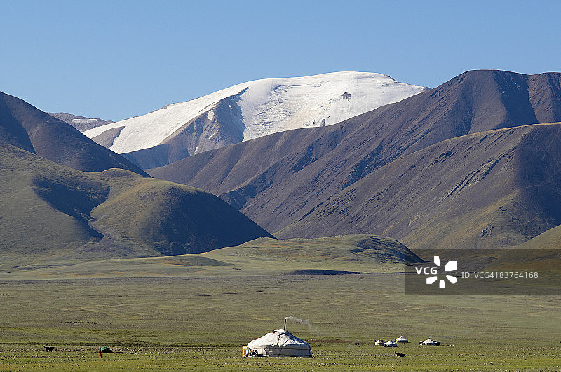蒙古阿尔泰山哈萨克毡房图片素材