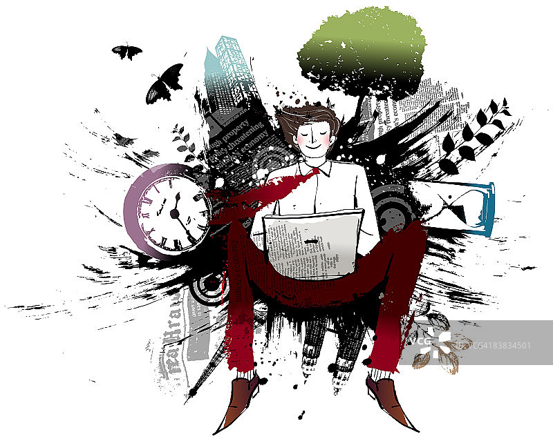 商人使用笔记本电脑图片素材