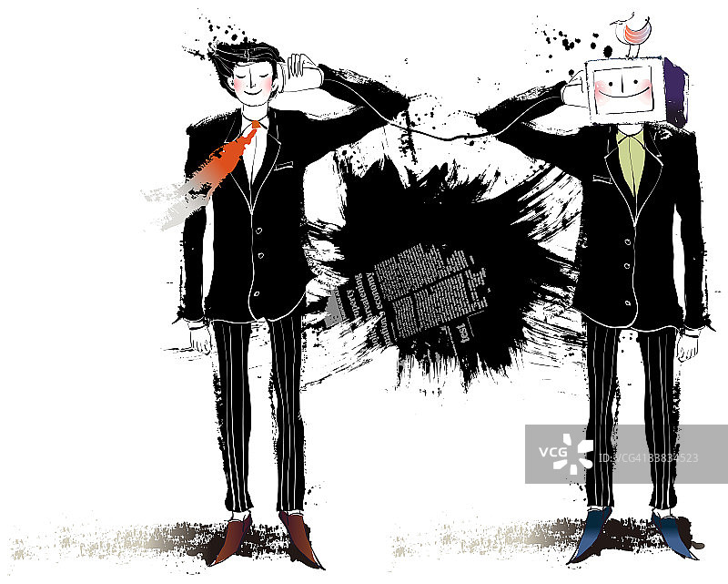 使用罐头电话的商务人士图片素材