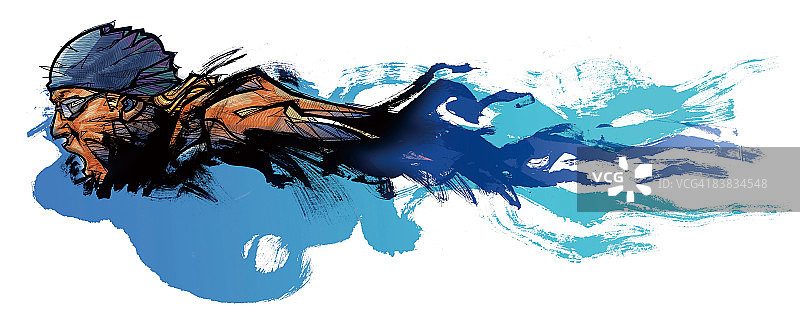 男人在水中游泳图片素材