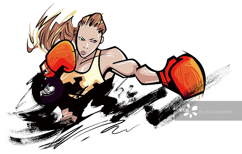 戴着拳击手套的女子图片素材