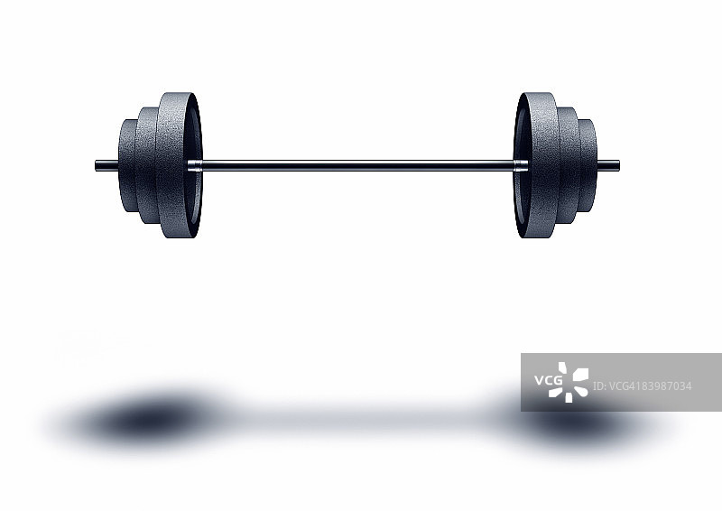 白色背景上的漂浮杠铃图片素材