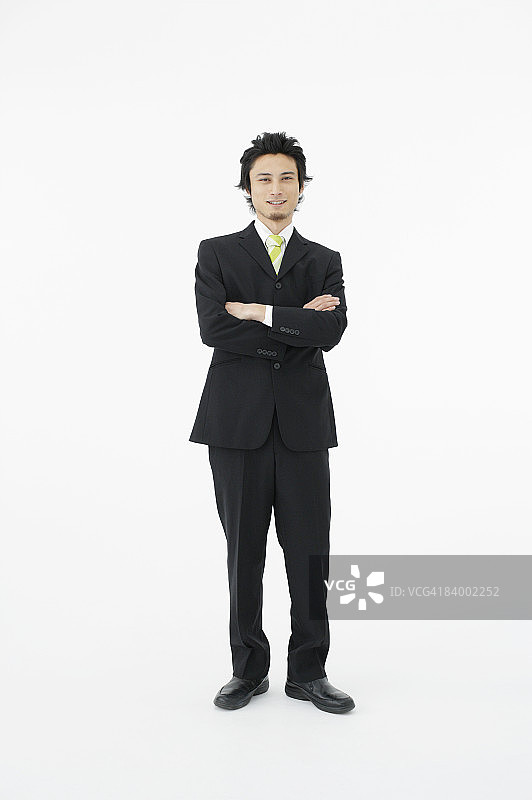 双手交叉的商务男士肖像图片素材