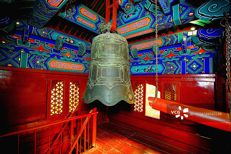 北京北海公园寺庙里的钟图片素材