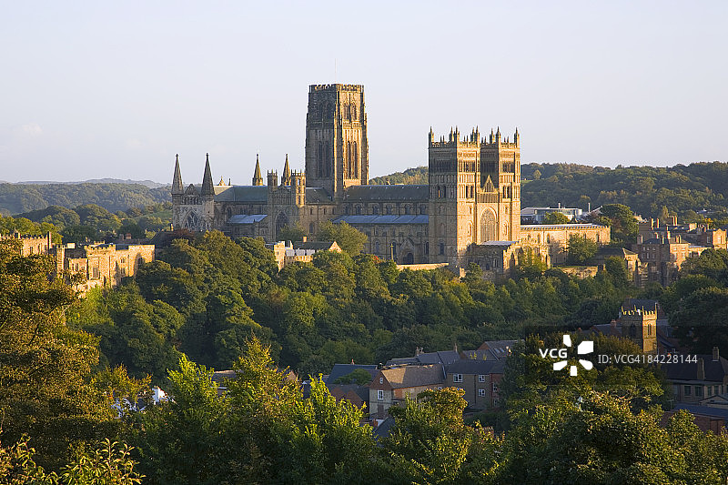 英格兰达勒姆大教堂日落景观图片素材