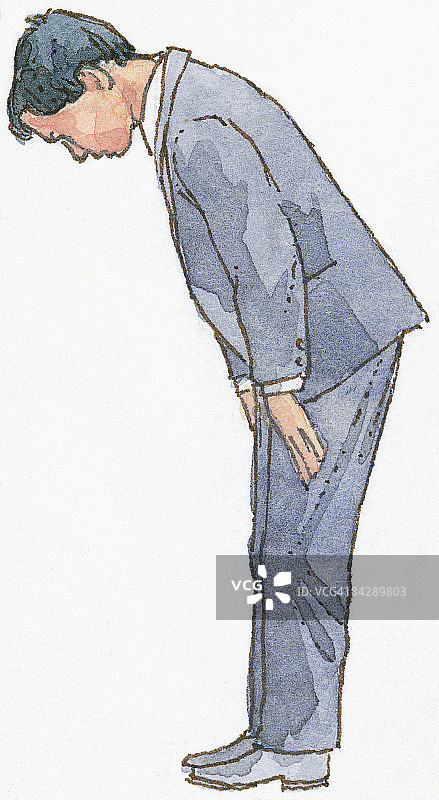鞠躬的日本男人插画图片素材