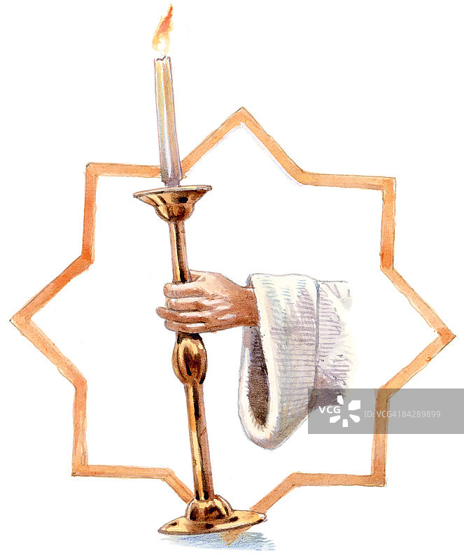 大卫之星与烛台插画图片素材