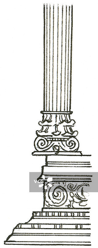 混合柱黑白插图图片素材