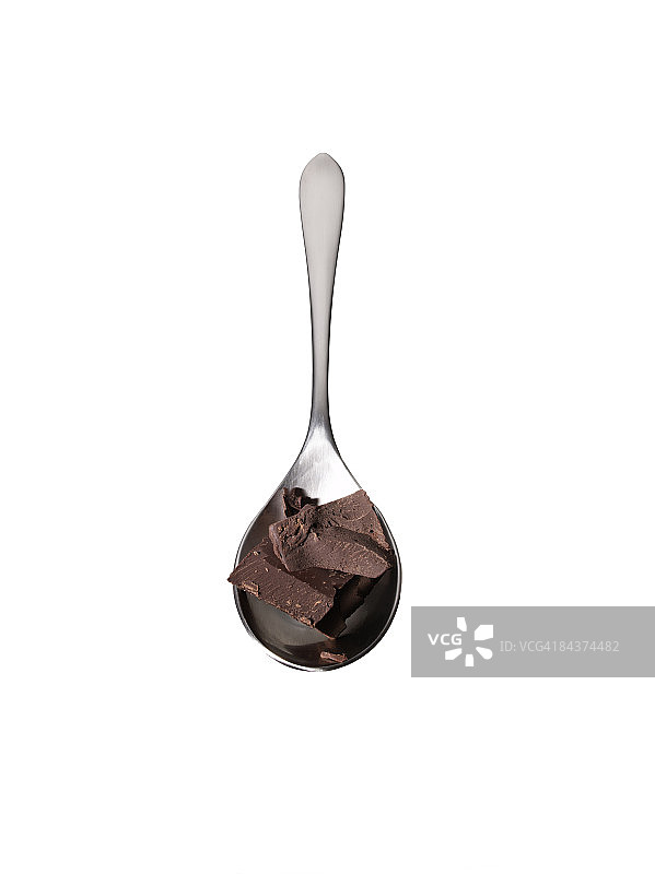 勺子上的巧克力块图片素材