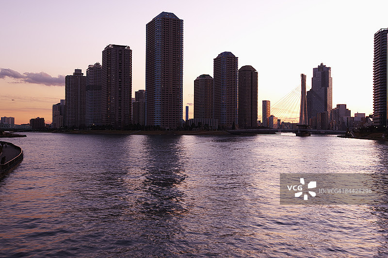 海湾旁的建筑群图片素材