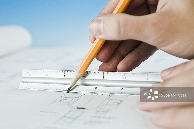 建筑平面图上的手绘线条图片素材