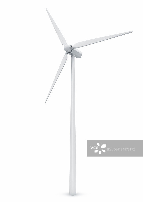 白色背景上的白色风力涡轮机图片素材