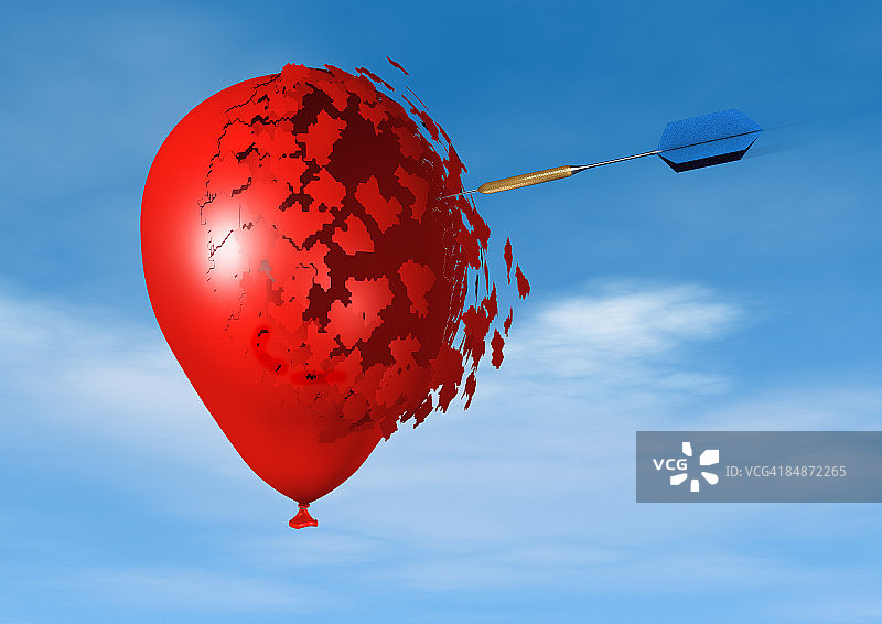 飞镖射击爆裂的红色气球图片素材