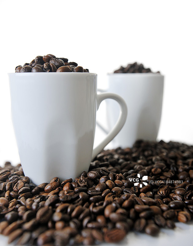 咖啡杯和咖啡豆图片素材