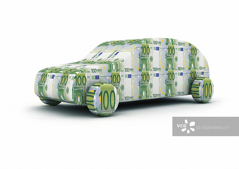 由 100 欧元纸币制成的汽车图片素材