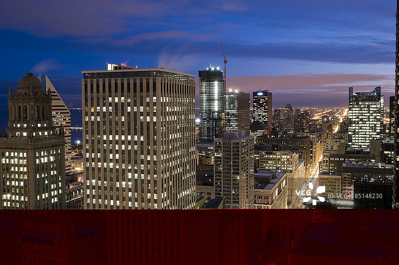 芝加哥环线黄昏景色图片素材