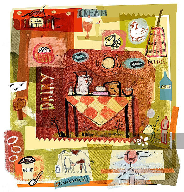 乳制品拼贴画图片素材