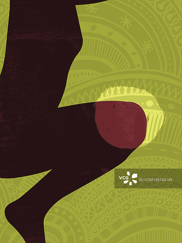 膝盖上聚光灯照射的女子剪影图片素材