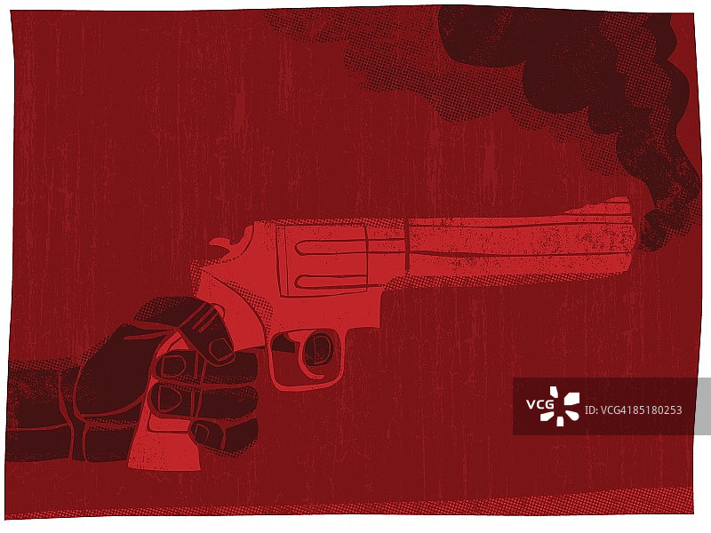 手持冒烟枪的插图图片素材
