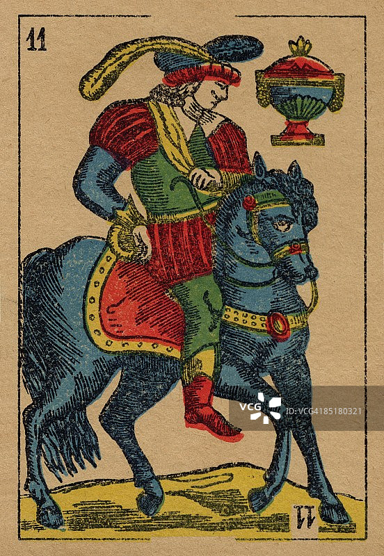 复古黑桃J纸牌与骑马王子图片素材