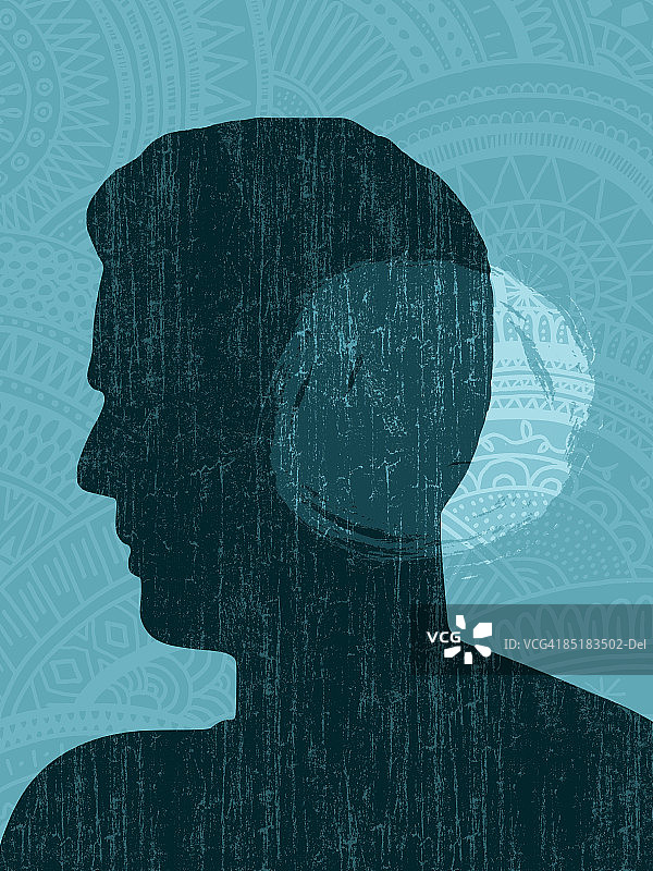 聚光灯打在耳朵上的男人侧写图片素材