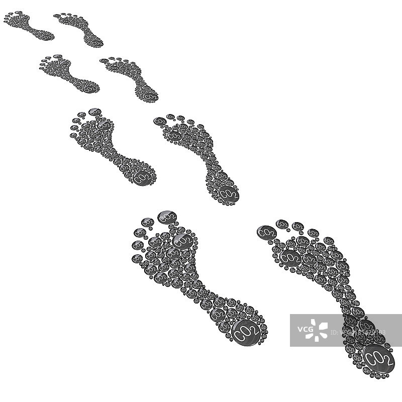 二氧化碳符号组成的脚印图片素材