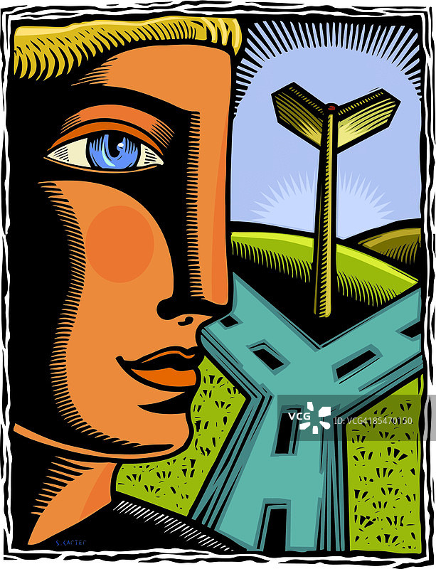 站在十字路口前的男人图片素材