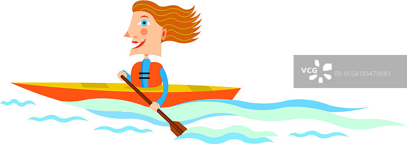 划独木舟的女人图片素材