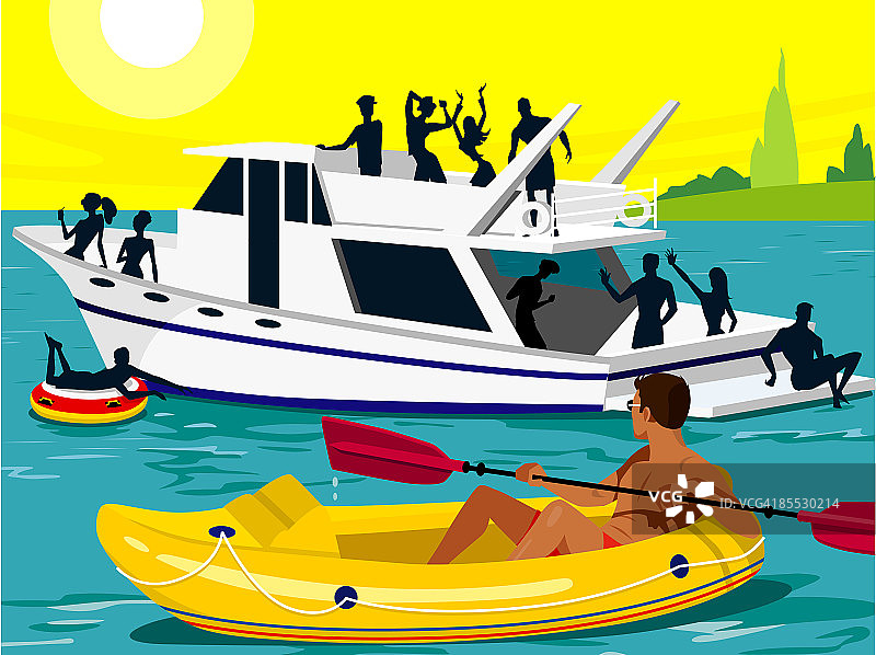 人们在船上跳舞庆祝图片素材