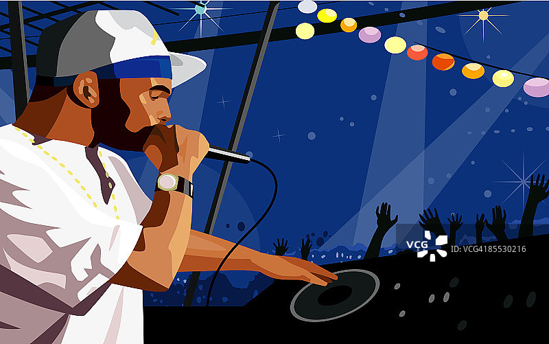 DJ打碟并手持麦克风图片素材