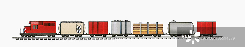 1980年代加拿大太平洋铁路EMD SD60货运列车插画图片素材