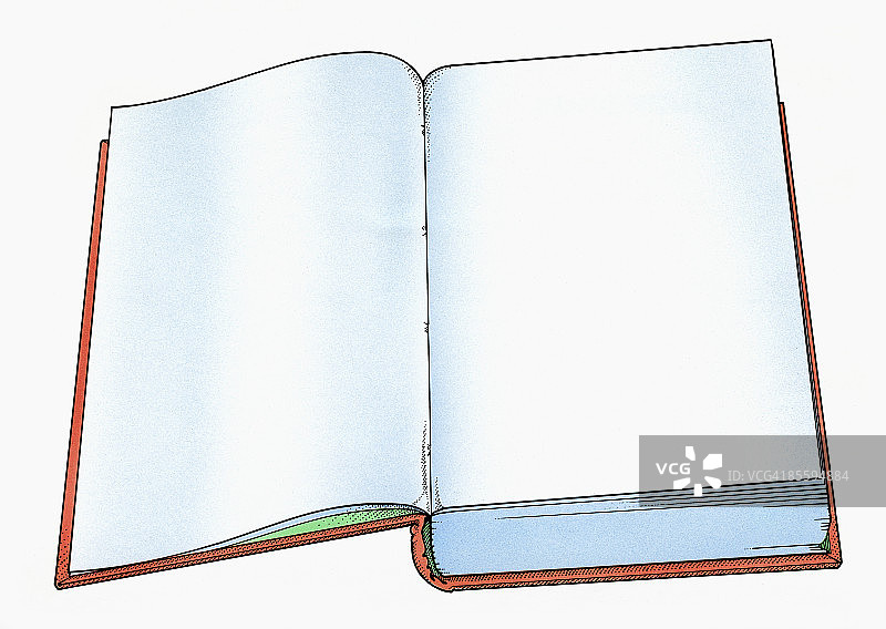 打开的书本内空白页插画图片素材