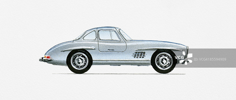 1956年梅赛德斯-奔驰300SL鸥翼跑车插画图片素材