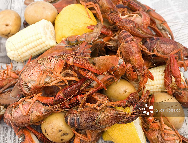 小龙虾、土豆和玉米图片素材