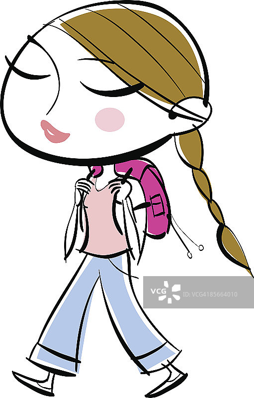 背着背包的女孩图片素材