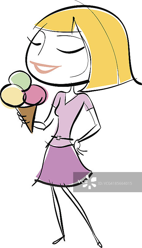 女人吃冰淇淋图片素材